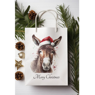 Sacola Para Presentes Média Feliz Pequeno Cachorro de Natal, personalizado