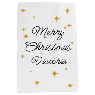 Sacola Para Presentes Média Feliz Personalizada do Natal Moderno