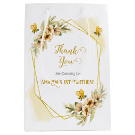 Sacola Para Presentes Média Feliz presente de Festa de aniversário de Abelhas 