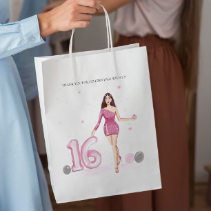Sacola Para Presentes Média Feliz querido dezesseis, décimo sexto aniversário