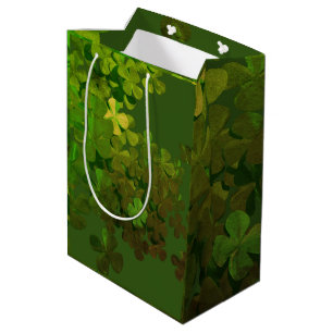 Sacola Para Presentes Média Feliz Rua. Dia de Patrick, shamrocks irlandeses