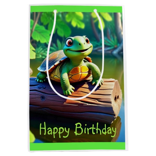 Sacola Para Presentes Média Feliz Turtle Medium Gift Bag (Frente)
