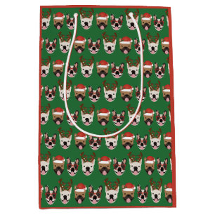 Sacola Para Presentes Média Feliz Woofmas Bolsas Francesas Cabeças de Natal