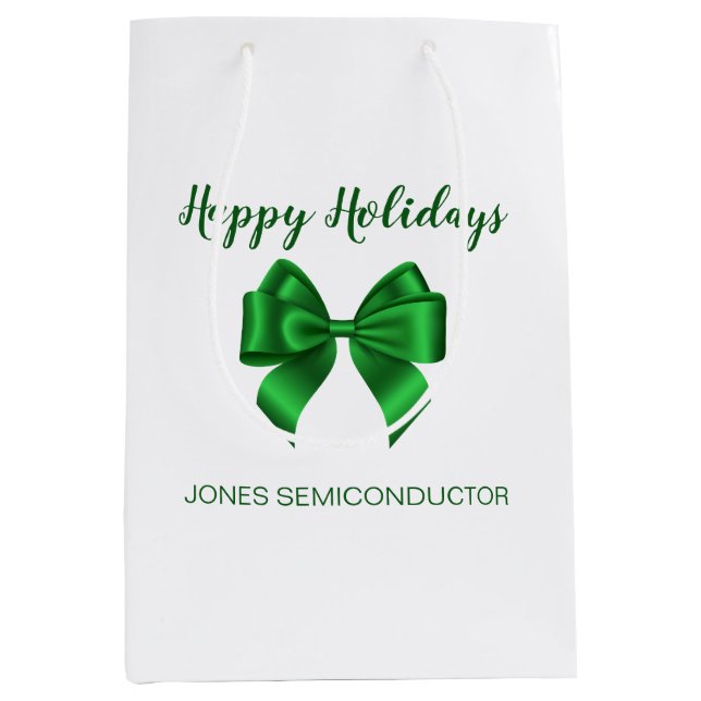 Sacola Para Presentes Média Felizes Feriados Verdes Legais (Frente)