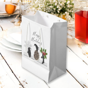 Sacola Para Presentes Média Felizes Férias Feliz Pinguim de Natal Engraçado