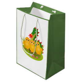 Sacola Para Presentes Média Felz pascoa de três pintinhos e Dragão de Mons