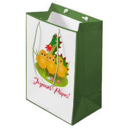Sacola Para Presentes Média Felz pascoa de três pintinhos e Dragão de Mons