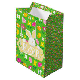 Sacola Para Presentes Média Felz pascoa Holiday Bunny Floral