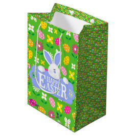 Sacola Para Presentes Média Felz pascoa Holiday Bunny Floral