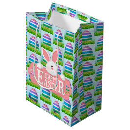 Sacola Para Presentes Média Felz pascoa Holiday Bunny Floral