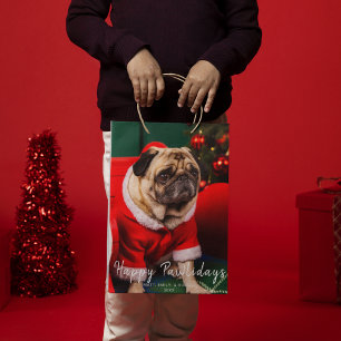 Sacola Para Presentes Média Feriado de Festa do Pet de Natal Engraçado