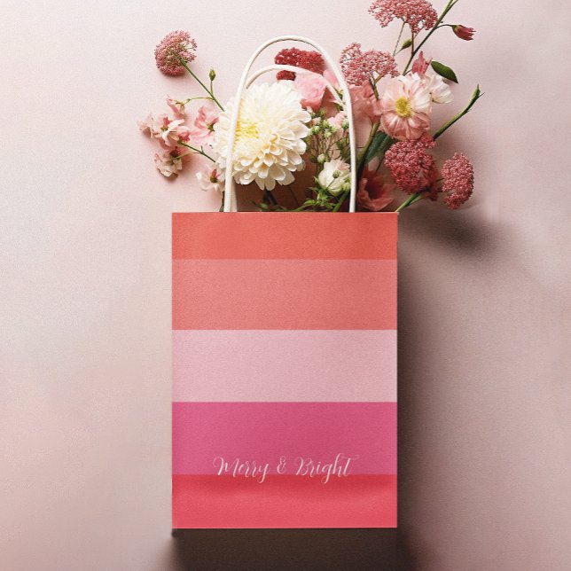 Sacola Para Presentes Média Feriado de Natal Chee Red Stripes (Criador carregado)