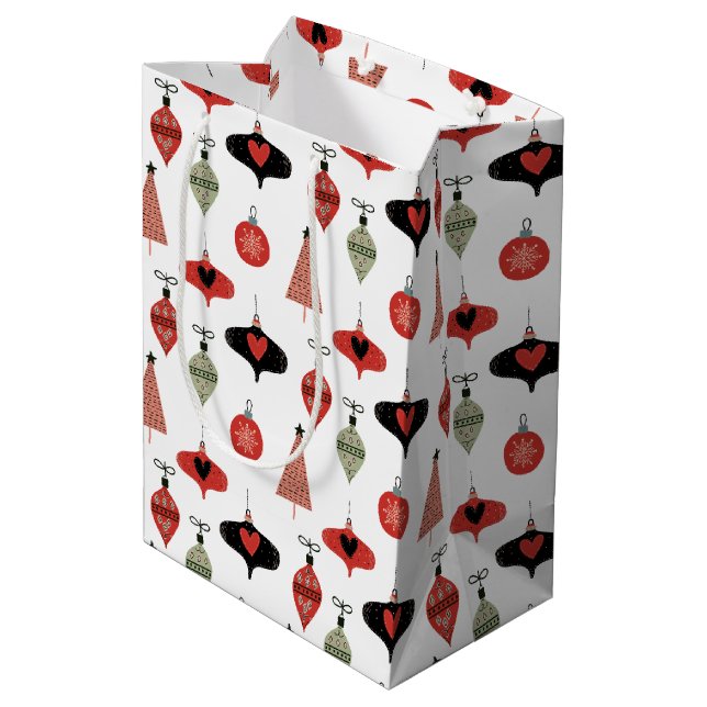 Sacola Para Presentes Média Feriado de Natal Moderno do meio século (Verso inclinado)