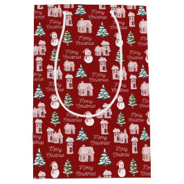 Sacola Para Presentes Média Feriado de Natal rosa Pinheiros Pinheiros Feriados