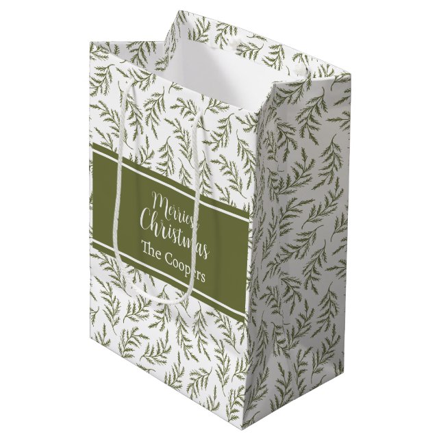 Sacola Para Presentes Média Feriado de Padrão Cinematográfico Festivo de Natal (Frente inclinada)