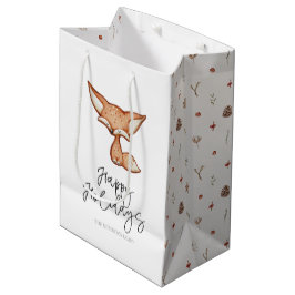 Sacola Para Presentes Média Feriado de Raposa de Gingerpão bonito