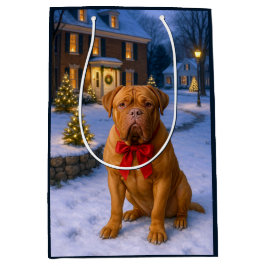 Sacola Para Presentes Média Feriado do Dogue de Bordeaux