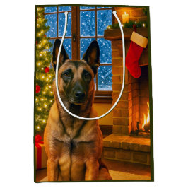 Sacola Para Presentes Média Feriado do Malinois Belga