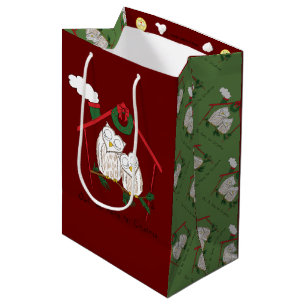 Sacola Para Presentes Média Feriado do País de Natal da Coruja