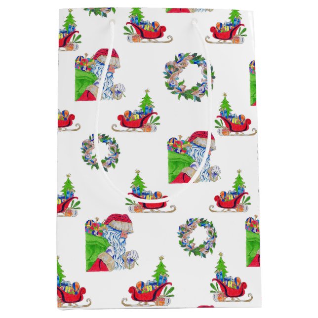 Sacola Para Presentes Média Feriado em Folha de Papel (Frente)