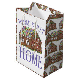 Sacola Para Presentes Média Feriado em Home Sweet Gingerbird House