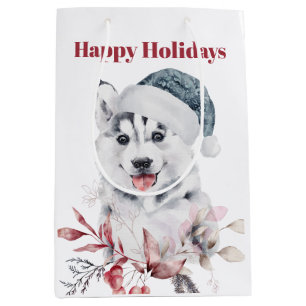 Sacola Para Presentes Média Feriados Felizes para Cachorros Roucos