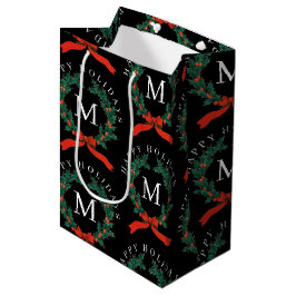 Sacola Para Presentes Média Feriados Felizes Personalizados, Terra do Monogram