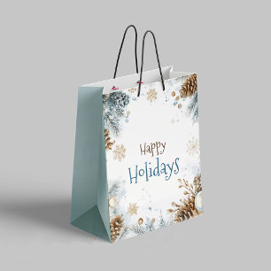 Sacola Para Presentes Média Feriados Felizes Pine Tree Bag