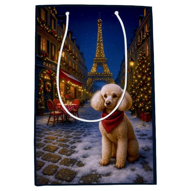 Sacola Para Presentes Média Férias de Poodle  (Frente)