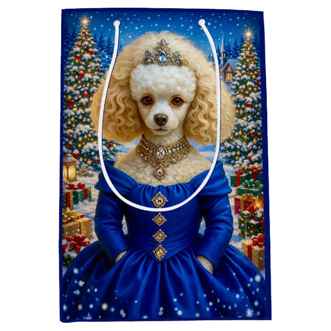 Sacola Para Presentes Média Férias de Poodle  (Frente)