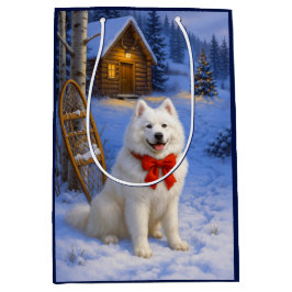 Sacola Para Presentes Média Férias de Samoyed