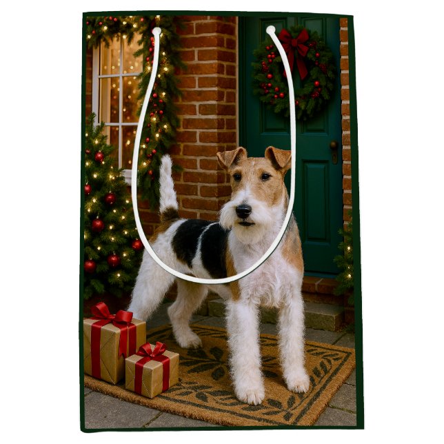 Sacola Para Presentes Média Férias do Fox Terrier  (Frente)