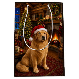 Sacola Para Presentes Média Férias do Golden Retriever