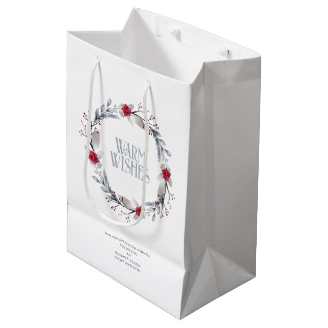 Sacola Para Presentes Média Ferida Vermelha Elegante Festiva (Frente inclinada)