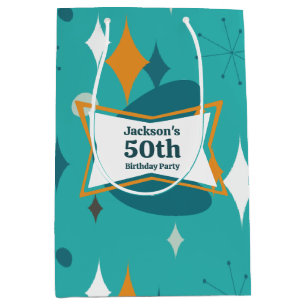 Sacola Para Presentes Média Festa de 50 Anos Retro Meados do Século Qualquer I