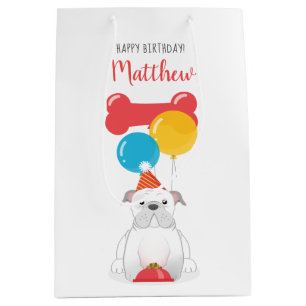 Sacola Para Presentes Média Festa de aniversário Buldogue