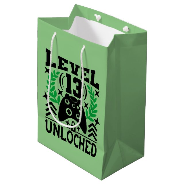 Sacola Para Presentes Média Festa de aniversário de 13 de videogame legal (Frente inclinada)