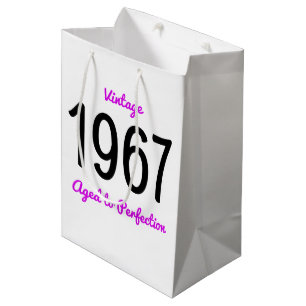 Sacola Para Presentes Média Festa de Aniversário de 50 anos Vintage 1967 Envel