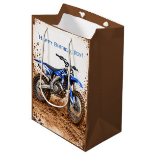 Sacola Para Presentes Média Festa de Aniversário de Menino de Moto Motocross