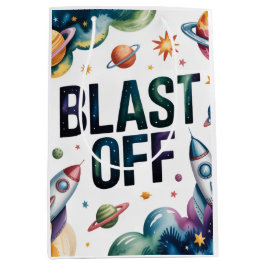 Sacola Para Presentes Média Festa de aniversário do Astronauta de Rapto Espaci