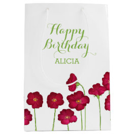 Sacola Para Presentes Média Festa de aniversário Elegante Vermelho Cultivo de 