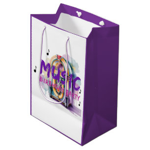 Sacola Para Presentes Média Festa de Aniversário Música Jukebox Retrô