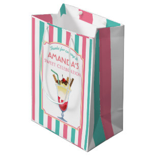 Sacola Para Presentes Média Festa de aniversário sorvete personalizada