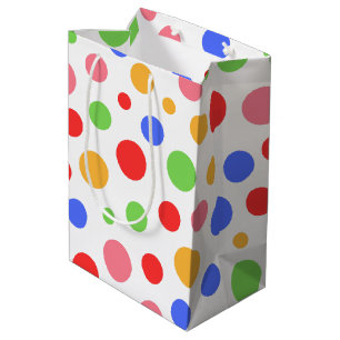 Sacola Para Presentes Média Festa de aniversário verde-Bolinhas simples e verm