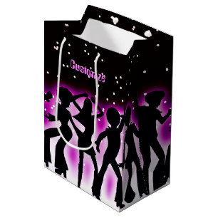 Sacola Para Presentes Média Festa de dança retrorreflectora rosa