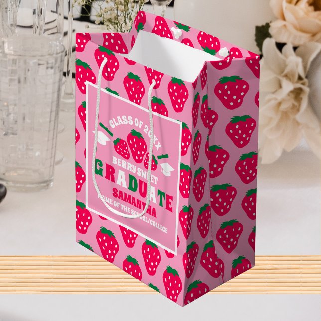 Sacola Para Presentes Média Festa de formatura Rosa de Morango (Criador carregado)