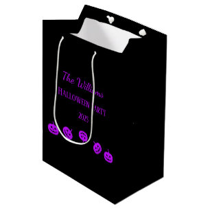 Sacola Para Presentes Média Festa de Halloween Purple Pumpkins Gift Bag