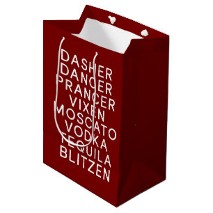 Sacola Para Presentes Média Festa de Natal com Bebida Dasher Dancer