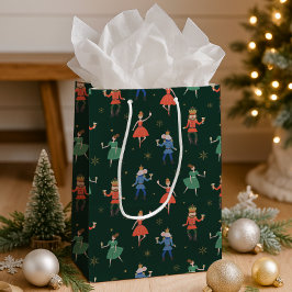 Sacola Para Presentes Média Festa de Natal com Coquetel do Quebra-Nozes