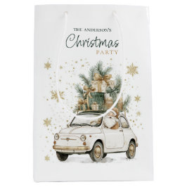 Sacola Para Presentes Média Festa de Natal do Papai Noel em Aquarela Elegante